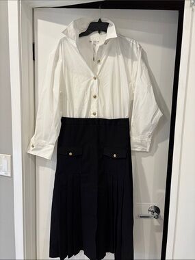 Zara White Poplin Shirt with Gold Buttons